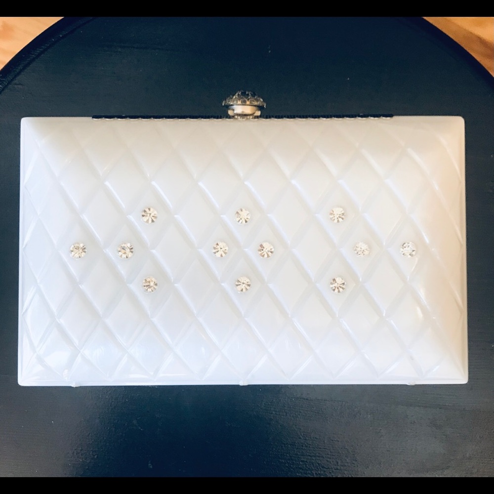 Vintage lucite clutch with rhinestones